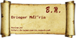 Brieger Mária névjegykártya